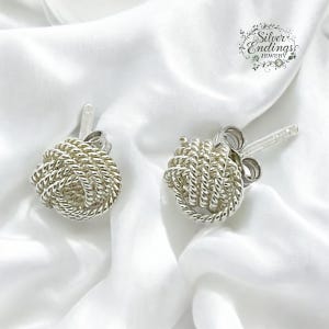 FREE SHIPPING Vintage 925 Sterling Silver Post Live Knot Earrings