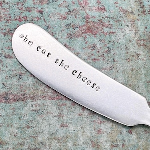 FREE SHIPPING! Hand Stamped Cheese Knife Butter Spreader Charcuterie Board Knife Hostess Gift Christmas Gift Under 20 Gift