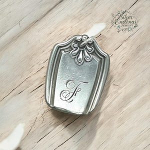 Upcycled Silverware Initial Pendant, Monogram F Spoon Necklace