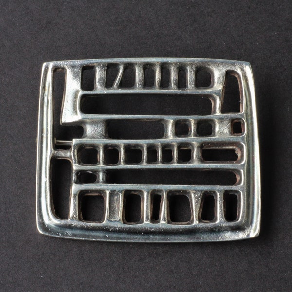 David-Andersen Bjørn Sigurd Østern Ostern Norway MCM Mid-century Modernist Scandinavian Geometric Abstract Sterling Silver Brooch Pin 1962