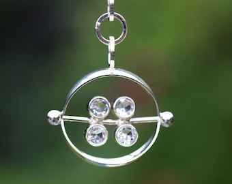 Elis Kauppi, Kupittaan Kulta, Finland. Nordic Finnish MCM Mid century Modernist Sterling silver 925 S  Pendant Clear Crystal Stones ca 1960s