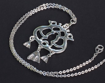Vintage Juhls Silver Gallery Norway Vintage Scandinavian Norwegian Modernist Sterling Silver Necklace Large Pendant Birds Integrated chain