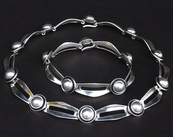 N E From Niels Erik From Denmark Scandinavian Danish Mid-century Modern MCM Vintage Sterling Silver 925S Jewelry set Choker and Bracelet