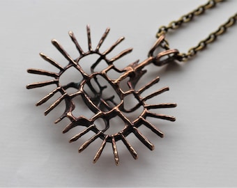 Studio Else & Paul (Else Berntsen Paul Hughes) Norway Vintage Scandinavian Modernist Brutalist Organic Bronze Necklace Pendant  # 830016