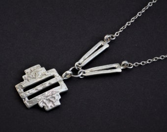 Hillestad Norway Vintage Scandinavian Norwegian Minimalist Sterling Silver Pendant Necklace