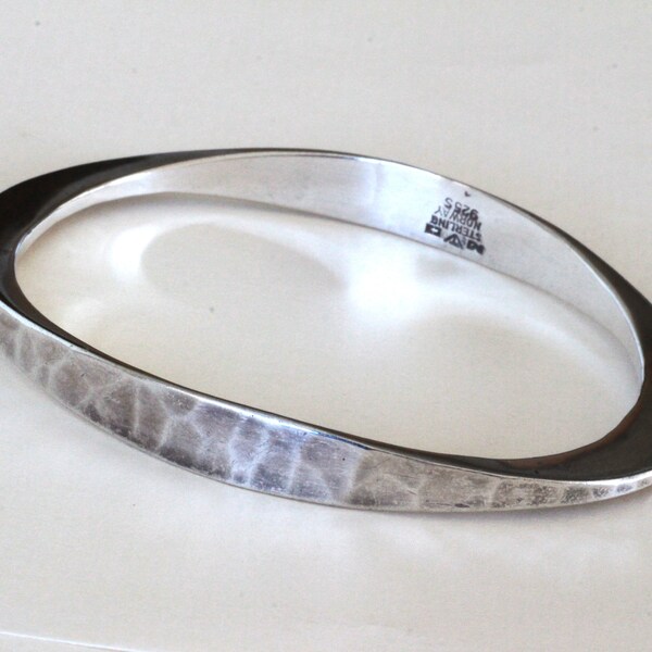 Tone Vigeland PLUS Norway Silver Designs Scandinavian Mid century Modernist MCM Sterling Silver Bracelet Bangle Design # H13 "Hammered" 1959