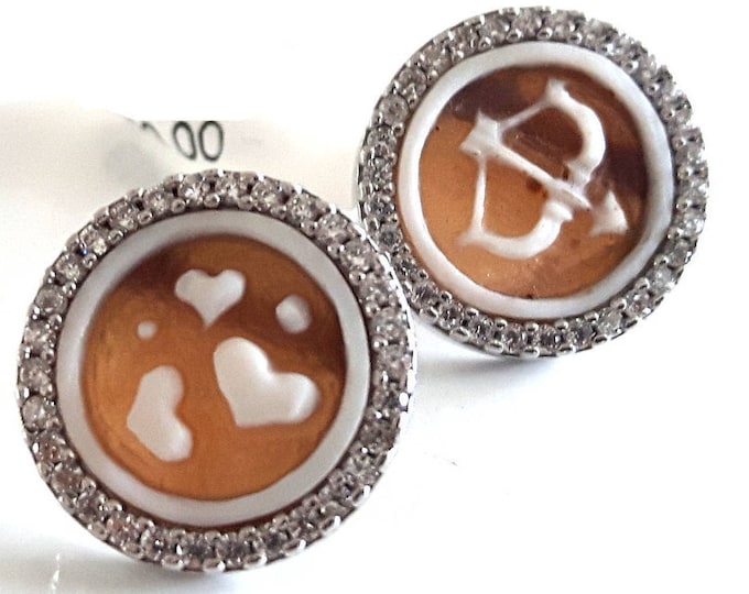 Shell cameo earrings Hearts Cupid love italian cameos jewelry donadio cameo shell boucles d'oreilles camée camafeo カメオイヤリング Камея серьги