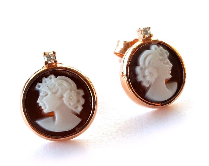 Shell cameo earrings profile italian cameos jewelry donadio cameo shell boucles d'oreilles camée pendientes camafeo カメオイヤリング Камея серьги