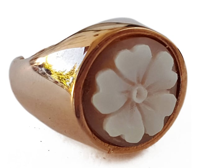Shell cameo ring Quatrefoil italian cameo jewelry donadio cameos shell silver cameo bague camée Камея кольцо カメオリング anillo camafeu