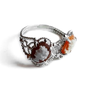 Shell cammeo anello due profili cammeo italiano gioielli donadio cammei shell bague camée камея кольцо カメオリング anillo camafeo