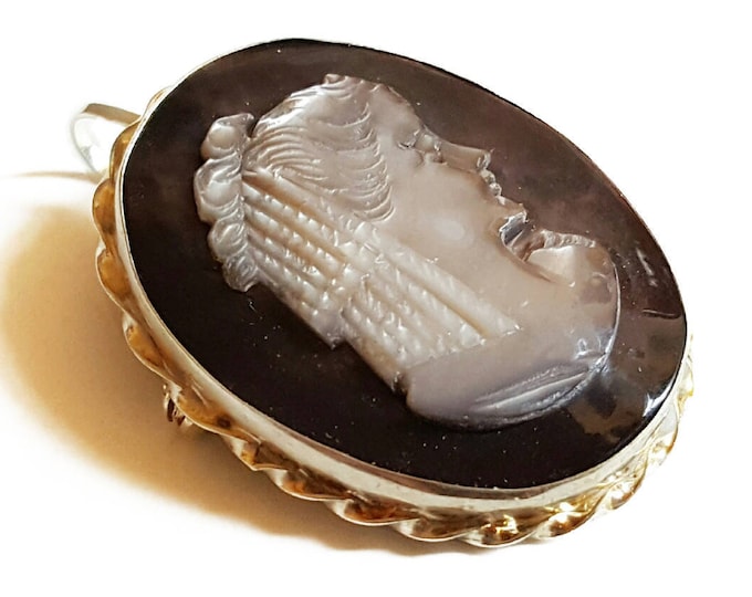 Vintage madre di perla cameo spilla e ciondolo cameo italiano gioielli donadio cameo conchiglia penche camée camée