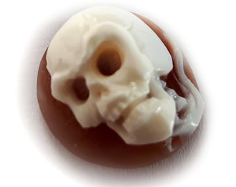 Hand Carved Skull Cameo: Sardonyx Shell, Italian Jewelry