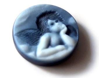 Blue Agate Cherub Cameo - Italian Stone Cameo Jewelry