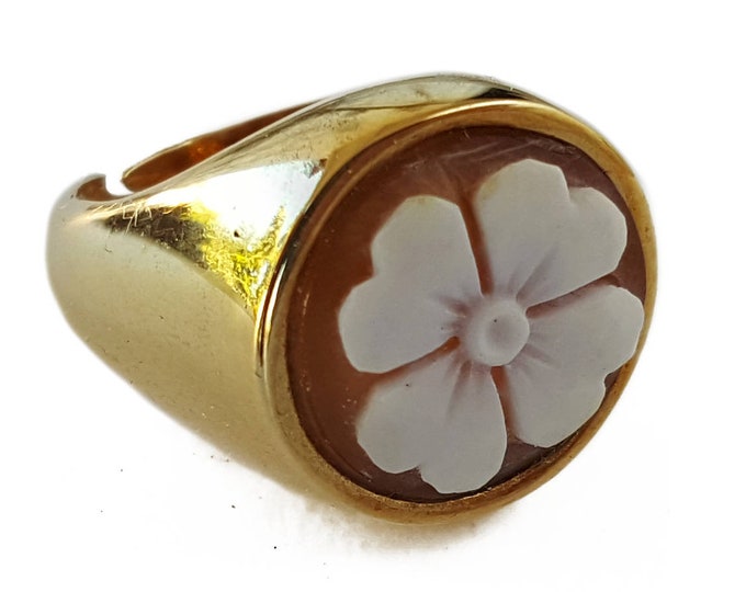 Good luck flower cameo ring italian cameo jewelry donadio cameos shell bague camée камея кольцо カメオリング anillo camafeo birthday gift