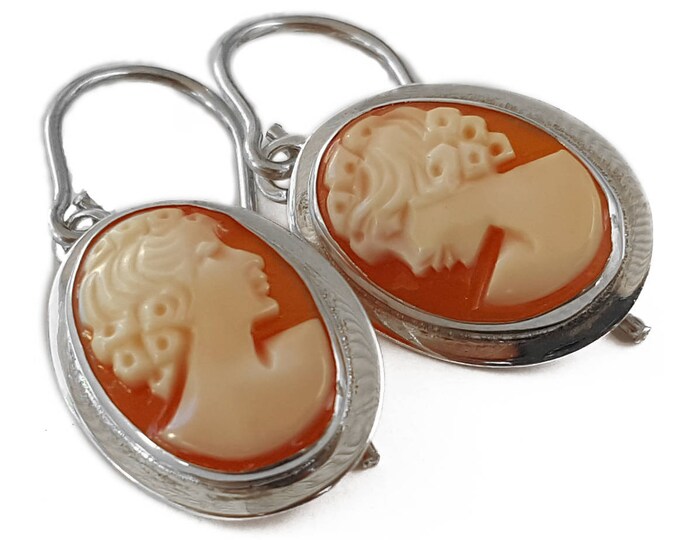 Carnelian shell cameo orecchini di gioielli cameo italiano donadio cameos shell boucles oreilles camée s camée s cadientes