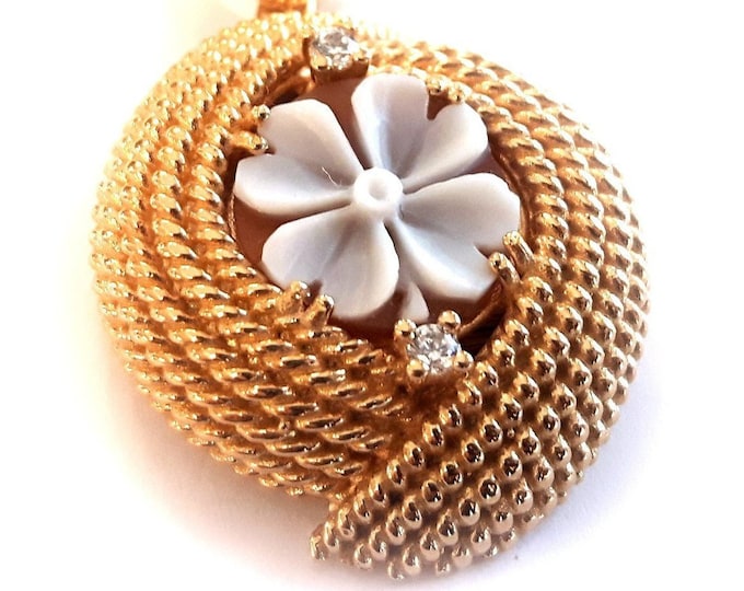 Shell cameo pendant quatrefoil twisted set italian cameo jewelry donadio cameo shell pendentif camé colgante camafeo カメオペンダント Камея подвеска