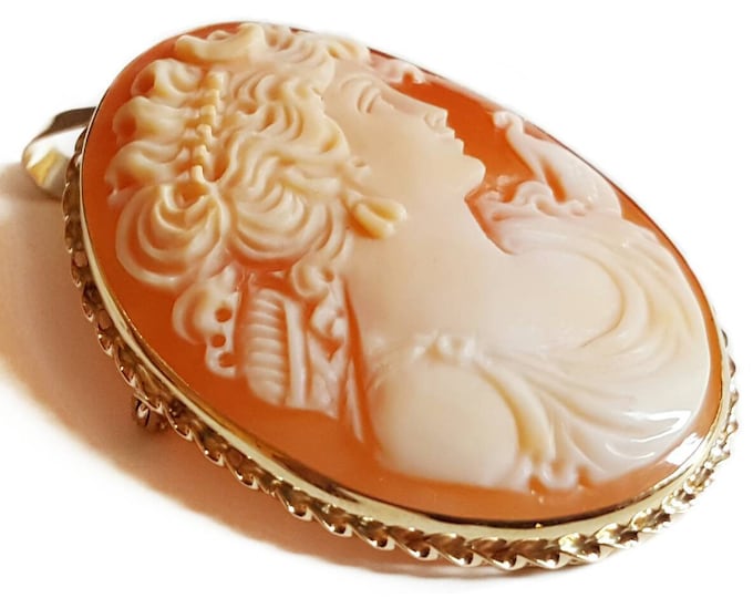 Classical Diana cameo brooch & pendant italian cameos jewelry donadio cameos shell broche camée camafeo カメオブローチ камея брошь