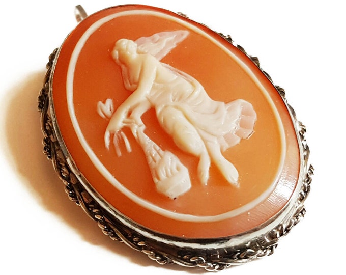 Neoclassico silhouette cameo spillo e ciondolo cameos italiano gioielli donadio carnelian conchiglia broche camée cammafeo