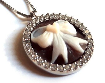 Shell cameo necklace bow italian cameo jewelry donadio cameo shell Collier camée camafeu Камея ожерелье カメオネックレス anniversary gift
