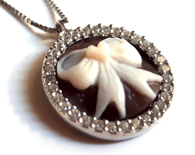 Shell cameo necklace bow italian cameo jewelry donadio cameo shell Collier camée camafeu Камея ожерелье カメオネックレス anniversary gift