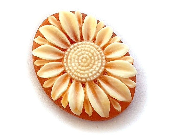 Loose shell cameo orange sunflower italian cameo jewelry donadio cameos shell camée lâche ルーズカメオ свободная камея camafeo flojo
