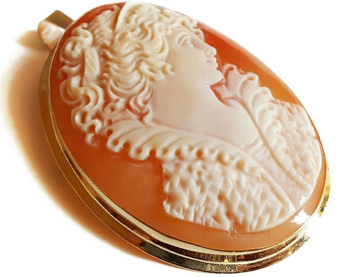 Victorian gold cameo brooch & pendant italian cameo jewelry donadio cameos shell gift for her Камуфляжная брошь カメオブローチ broche camée