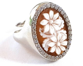 Shell cameo ring floral italian cameo jewelry donadio cameos shell bague camée камея кольцо カメオリング anillo camafeo birthday gift