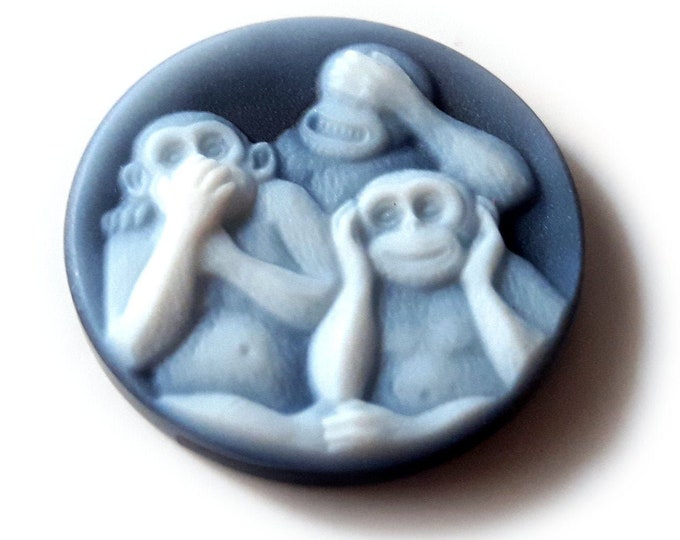 Blue stone cameo wise monkeys italian stone cameo jewelry donadio agate stone cameo camée lâche ルーズカメオ свободная камея camafeo flojo