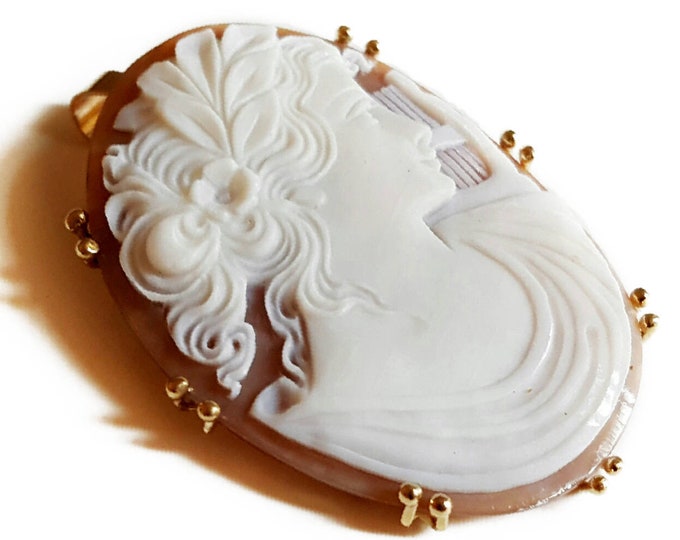 Gold Shell Sappho cameo brooch & pendant italian cameo jewelry donadio cameo shell camafeo broche camée Камуфляжная брошь カメオブローチ
