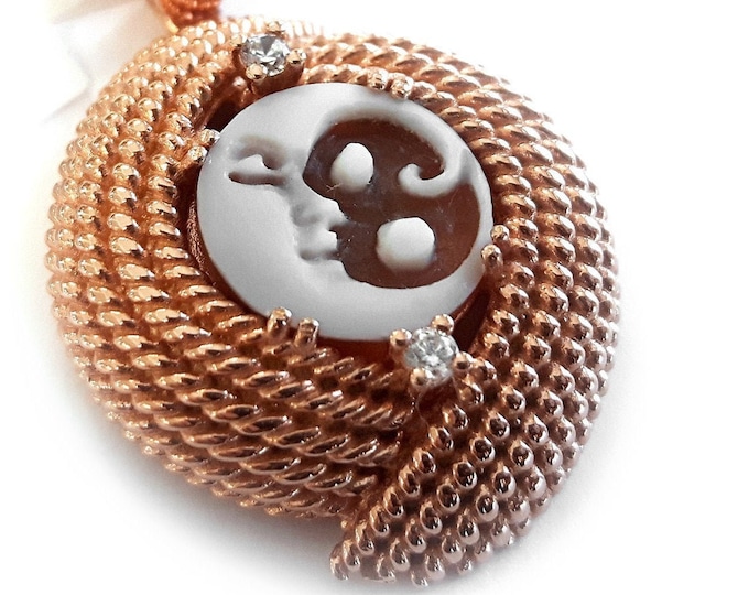Shell cameo pendant Moon twisted set italian cameos jewelry donadio cameo shell pendentif camée colgante camafeo カメオペンダント Камея подвеска