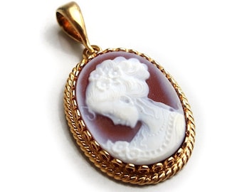 Ciondolo con cammeo in agata: gioielli Donadio in argento sterling placcato oro