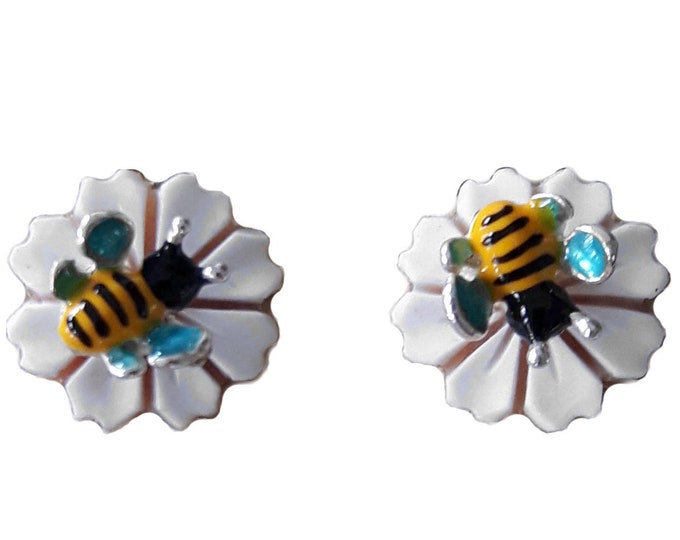 Flowers & bees shell cameo earrings, italian cameo shell jewellery, earrings shell cameo, カメオ ジュエリ シェルカメオイヤリング, donadio italian cameos