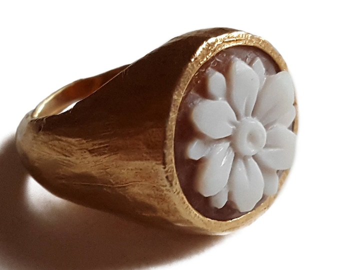 Pinkie cameo ring Flower italian cameo jewelry donadio cameos shell silver cameo bague camée Камея кольцо カメオリング anillo camafeo
