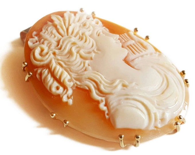 Gold Sappho cameo brooch & pendant italian cameo jewelry donadio cameos shell camafeo broche camée Камуфляжная брошь カメオブローチ