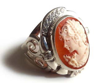 Anello cammeo conchiglia signora profilo di gioielli cameo italiano donadio cameos bagues camée