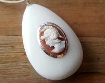 Drop shell cameo pendant warrior italian cameos jewelry donadio cameos shell pendentif camée colgante camafeo カメオペンダント Камея подвеска