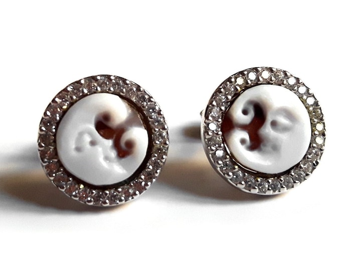 Shell cameo earrings moon italian cameos jewelry donadio cameos shell boucles d'oreilles camée camafeo カメオイヤリング Камея серьги