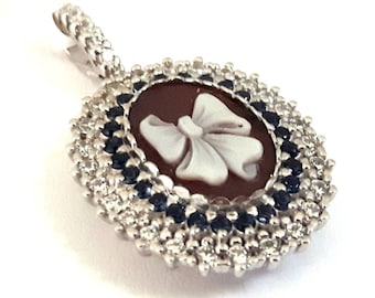 Shell cameo pendant Bow italian cameos jewelry donadio cameos shell pendentif camée colgante camafeo  カメオペンダント Камея подвеска gift