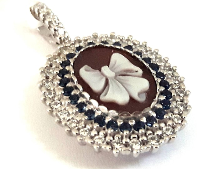 Shell cameo pendant Bow italian cameos jewelry donadio cameos shell pendentif camée colgante camafeo  カメオペンダント Камея подвеска gift