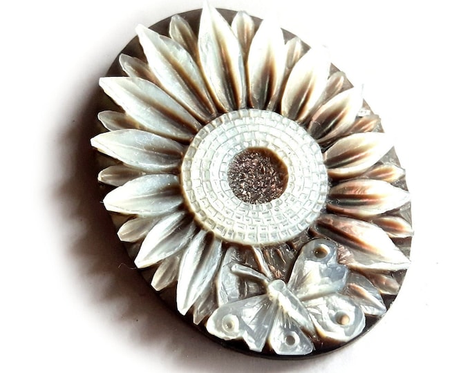 Mother of pearl cameo sunflower butterfly italian cameos donadio cameo shell camée lâche ルーズカメオ свободная камея camafeo flojo