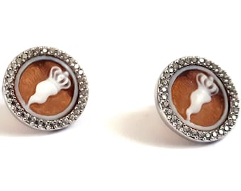 Shell cameo earrings good luck Horn italian cameos jewelry donadio cameo shell boucles d'oreilles camée camafeo カメオイヤリング Камея серьги gift