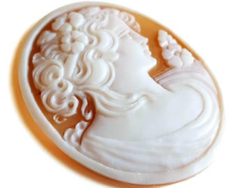 Vintage Flora Sardonyx Shell Cameo: Italian Goddess Jewelry