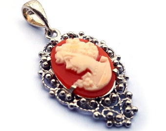 Shell cameo pendant femme profil caméo italien bijoux donadio cameo shell pendentif camée colgante camafeo カメオペンダント Камея подвеска