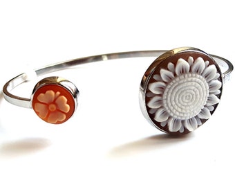 Shell cameos opened bracelet rigid italian silver cameos jewelry donadio cameos shell camée camafeu Камео браслет カメオブレスレット anniversary gift