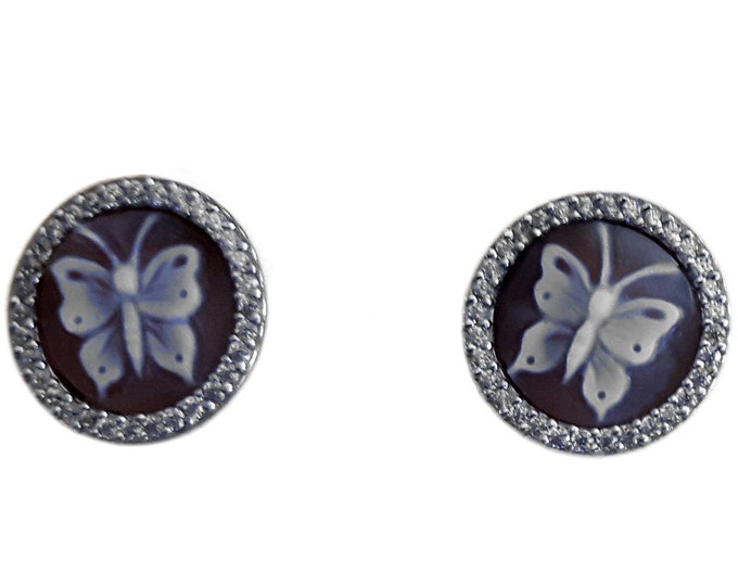 Shell cameo lobe earrings Butterfly italian cameos jewelry donadio cameos shell boucles d'oreilles camée camafeo カメオイヤリング Камея серьги gift