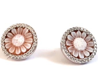 Shell cameo earrings Daisy italian cameos jewelry donadio cameo shell boucles d'oreilles camée pendientes camafeo カメオイヤリング Камея серьги gift