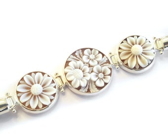 Bracciale cammeo con conchiglia Gioielli cammei italiani in pelle con cammeo donadio bracciali conchiglia cammeo