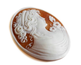 Shell Cameo: Aphrodite Goddess, Hand Carved Sardonyx, Italian Jewelry