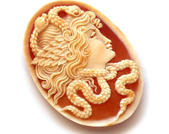 Medusa orange shell cameo italian cameo jewelry donadio cameo shell camée lâche ルーズカメオ свободная камея camafeo flojo