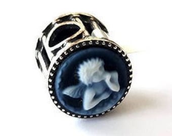 Ciondolino cameo angelo cherubino blu azzurro bracciale pandora gioielli italiani cameo camei italiani cammei regalo per lei